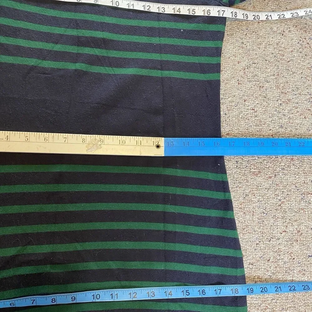Michael Kors Knit Sweater Dress Green Blue Stripes Size M/L Mini 3/4 Sleeves